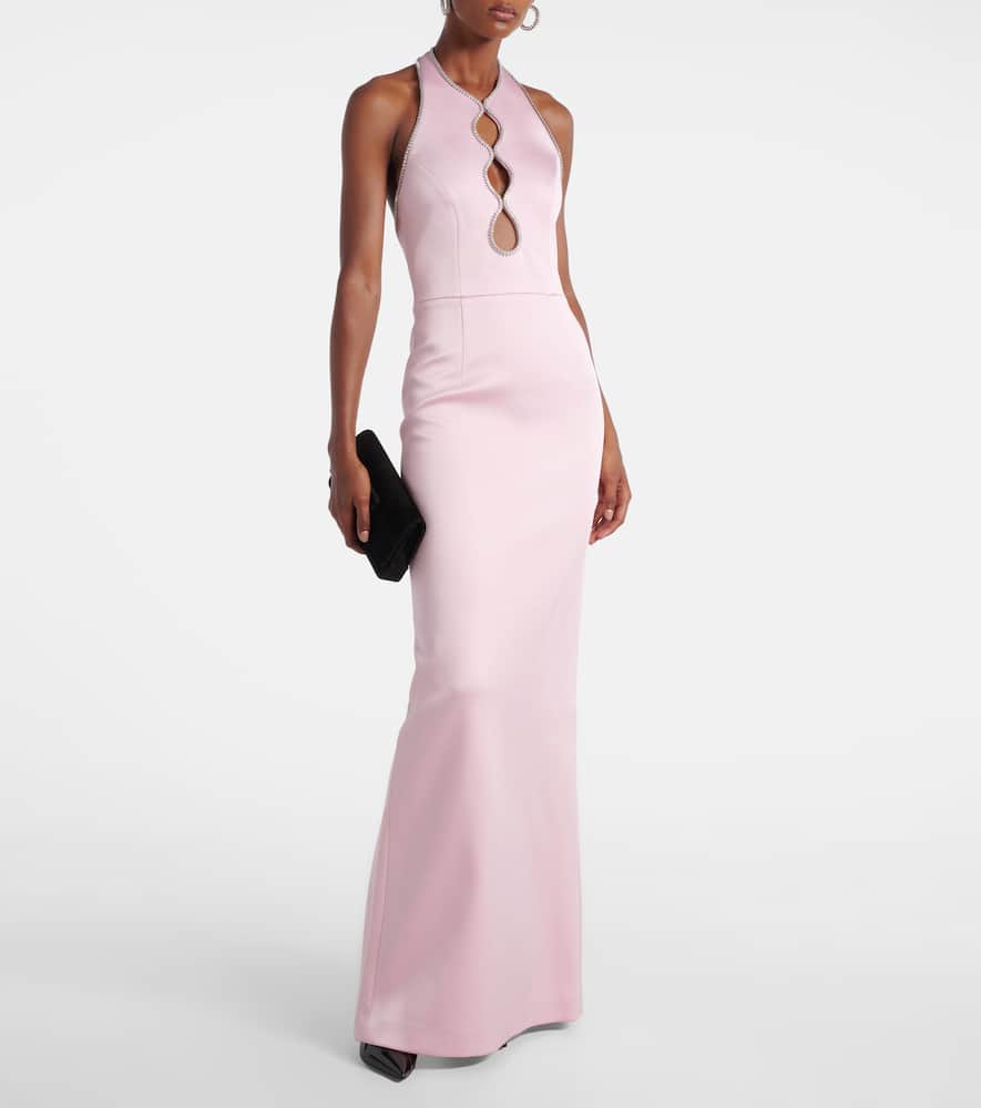 Akari cutout halterneck satin gown