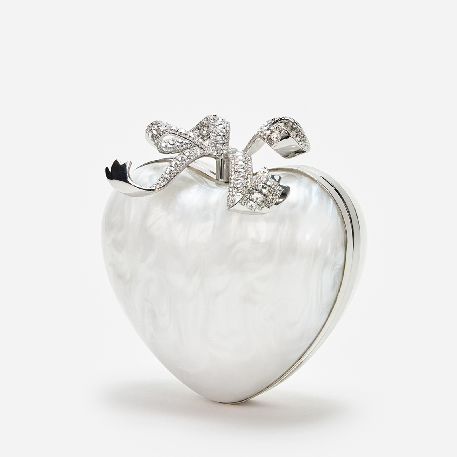 Self-Portrait Pearlescent Acrylic Heart Clutch