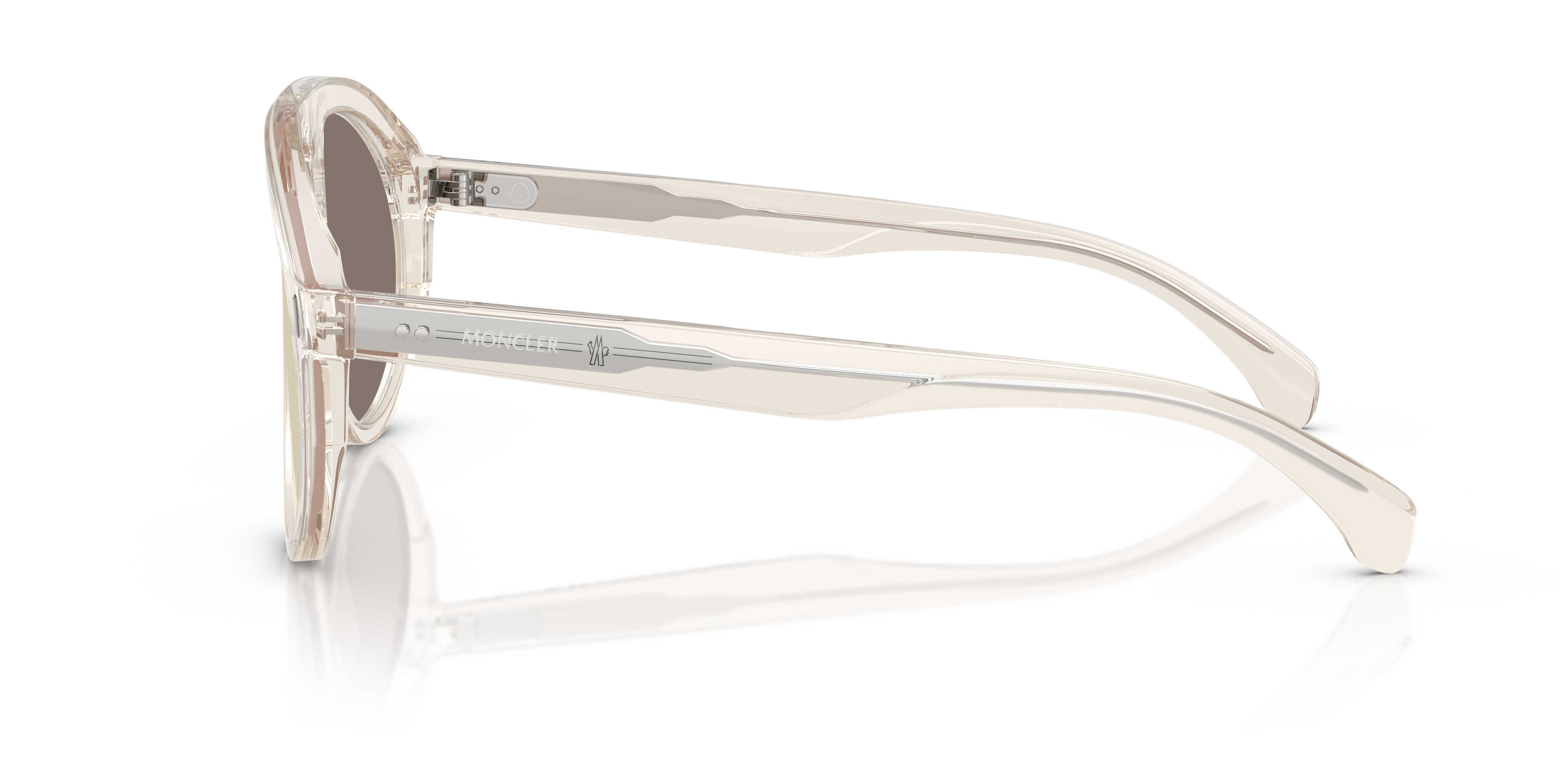 Moncler Unisex Moncler ME6001 FHAITE 30035A Sunglasses Acetate White Brown Pilot Mirror