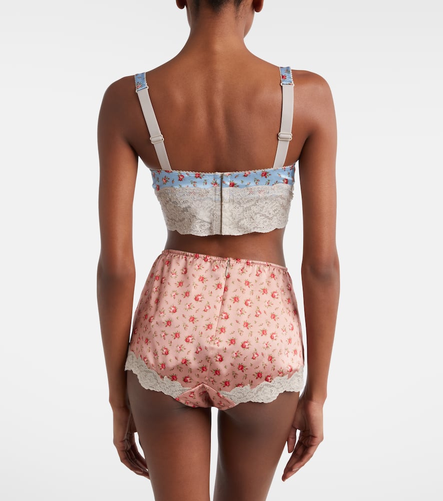 Floral silk and cotton-blend briefs