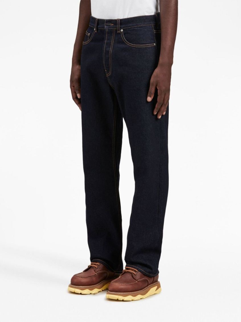 Logo-embroidered denim jeans - Blue