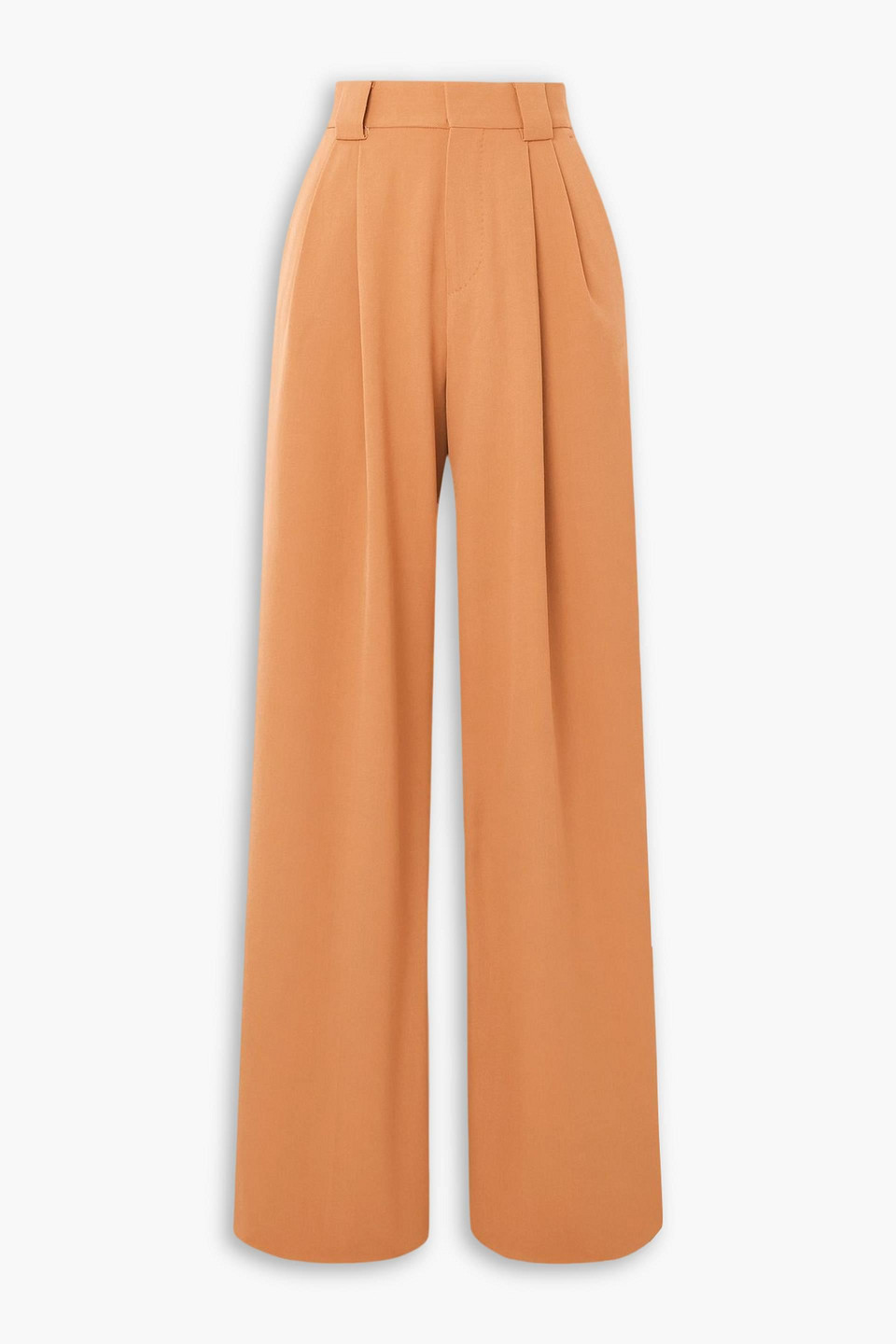 Pleated stretch-wool wide-leg pants - Brown - FR 34