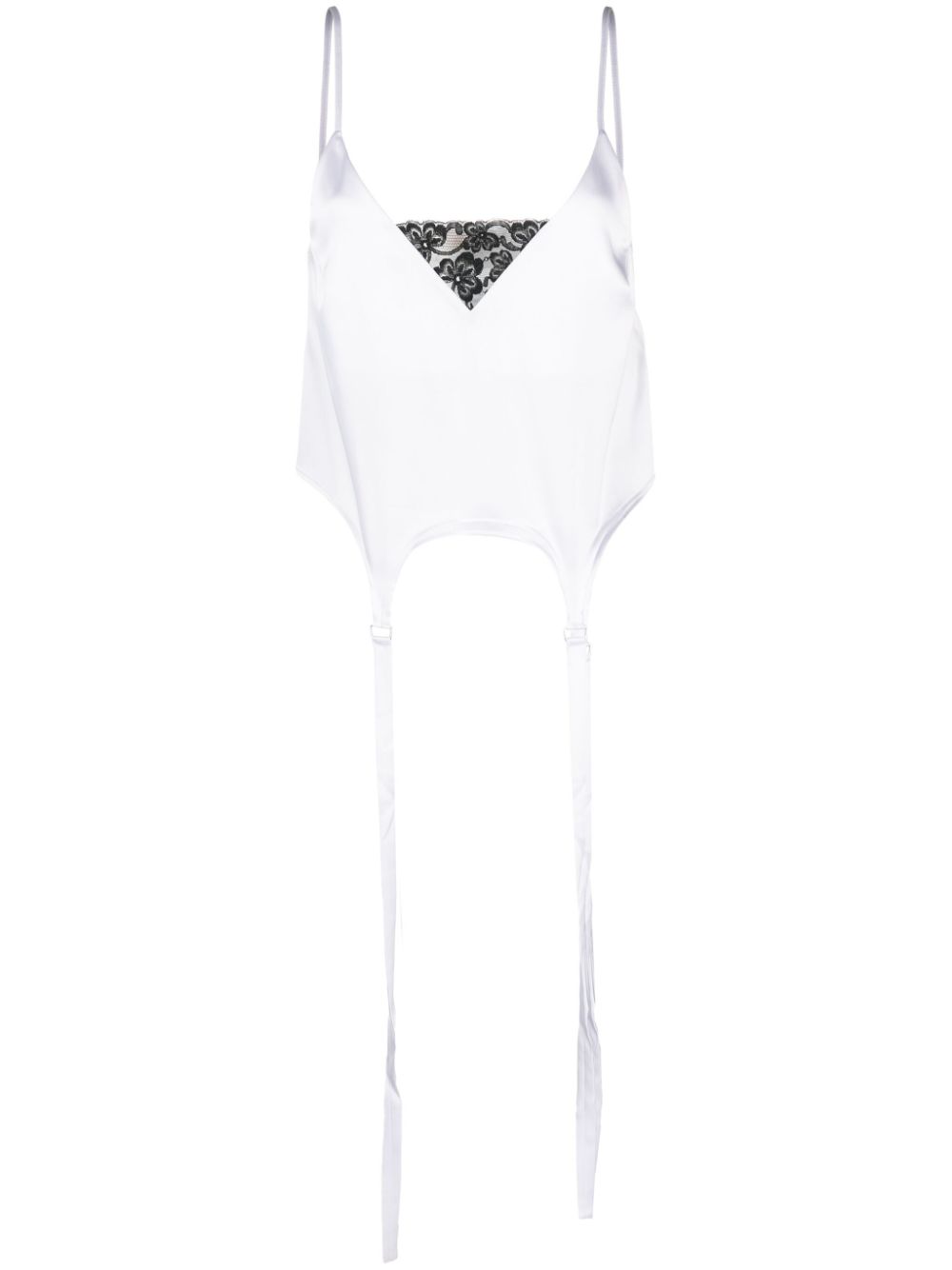 Lace-panel satin camisole top - Black