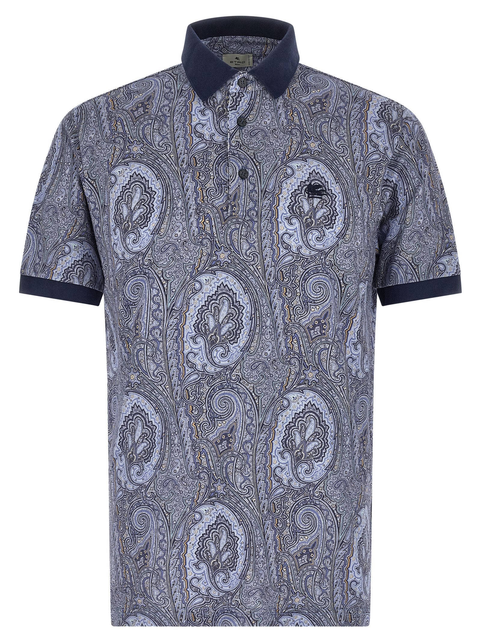 Arnica Paisley Cotton Polo Shirt — Blue