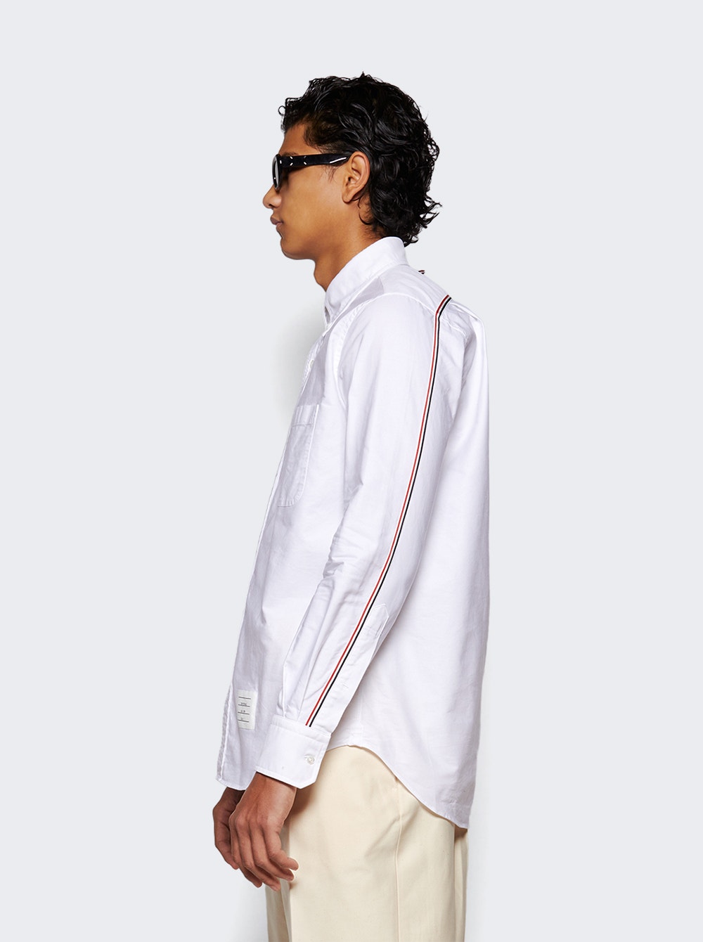 RWB-stripe cotton shirt - White