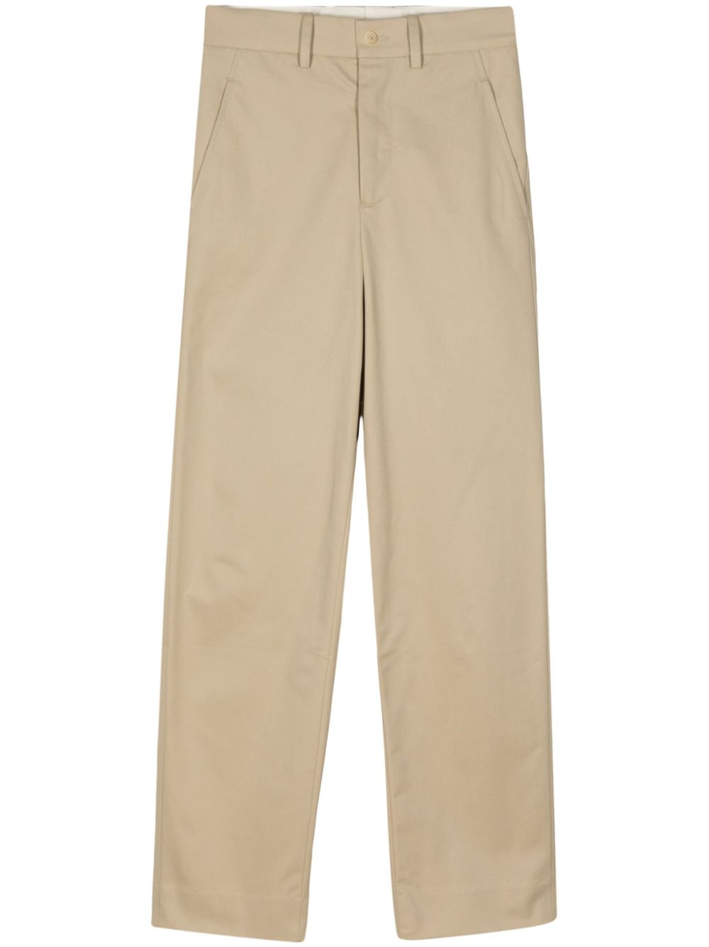 High-rise straight-leg cotton trousers - Neutrals