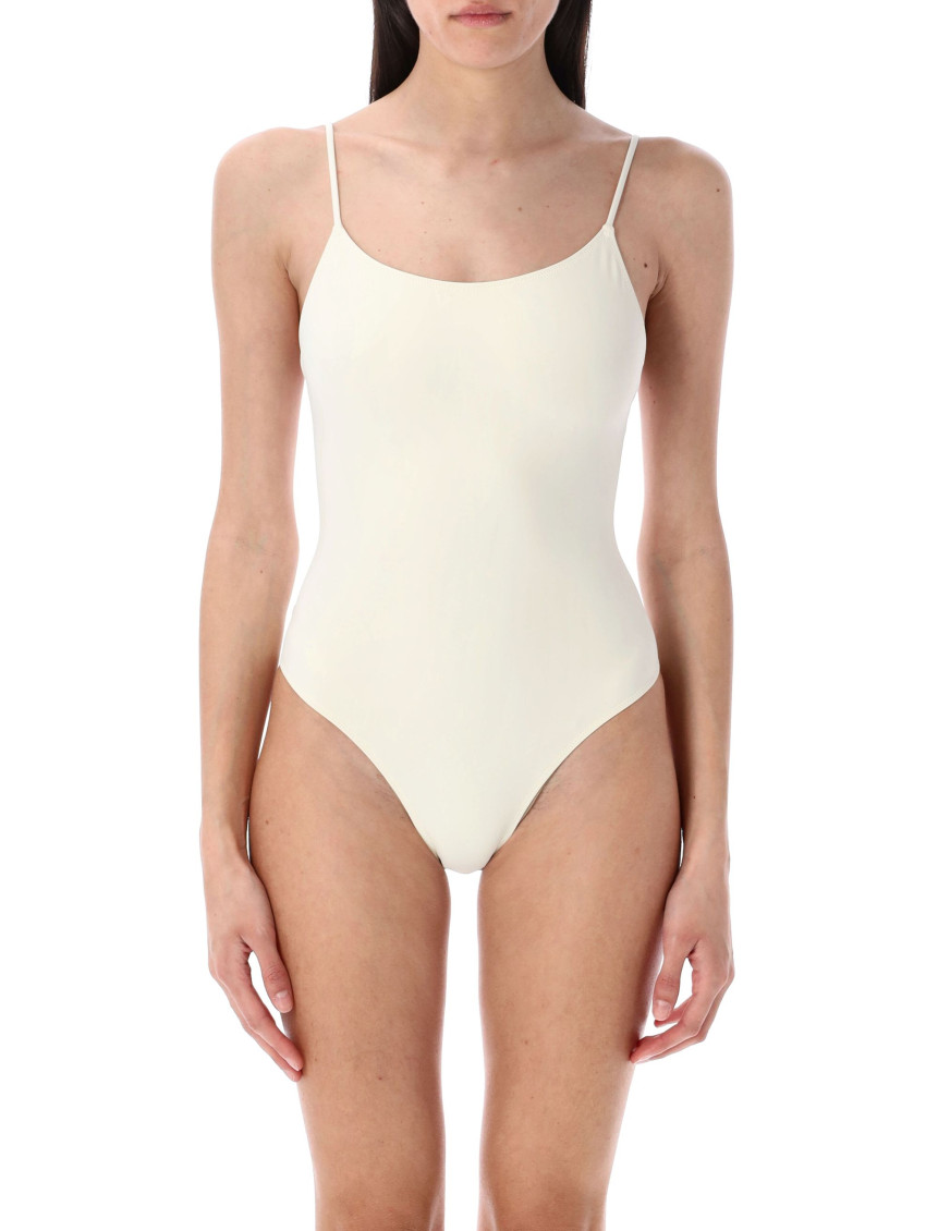 White spaghetti-straps one-piece