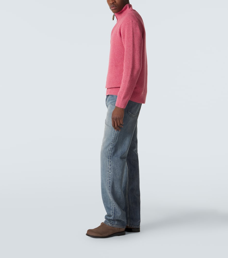 Wool and cotton half-zip sweater