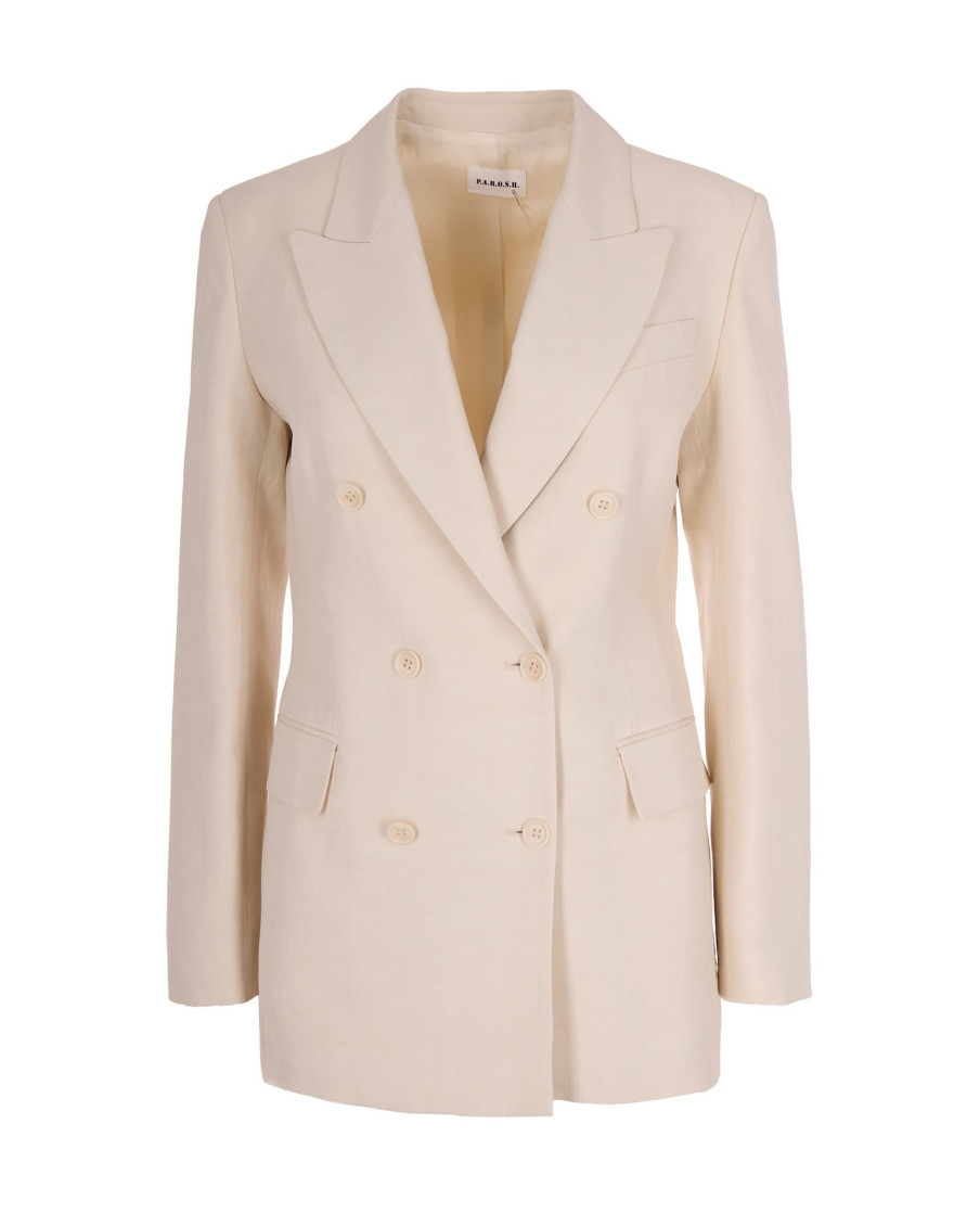 Natural Solid Notched Lapel Blazer