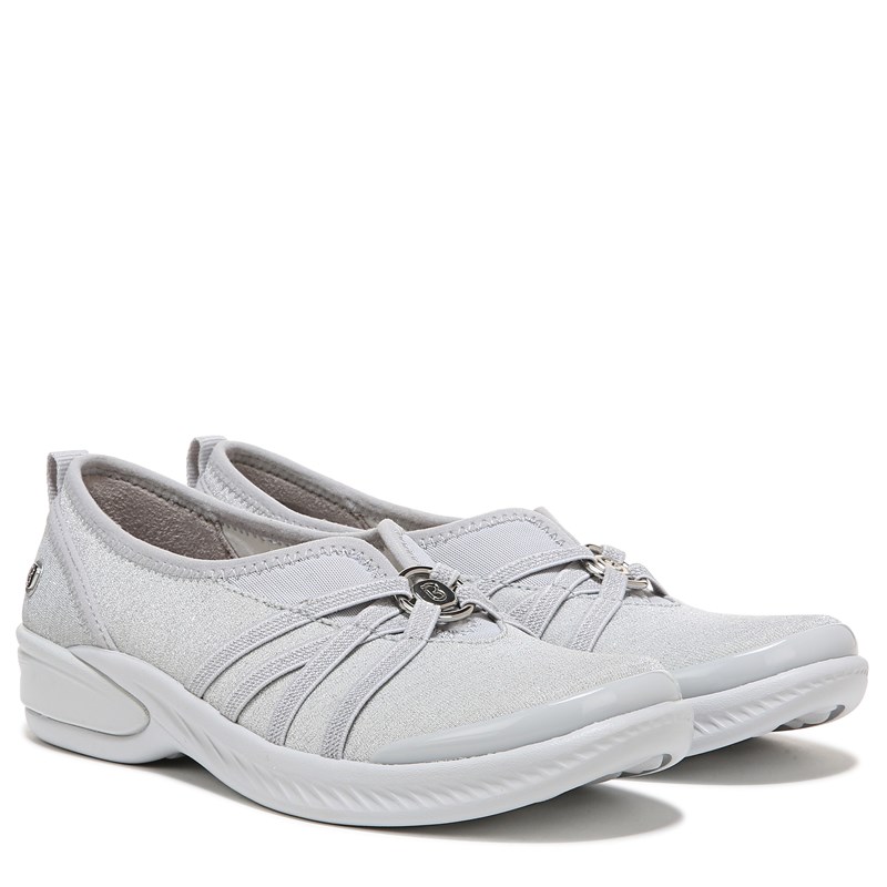 Women's Niche Slip On Shoes (Silver Shimmer Fabric)