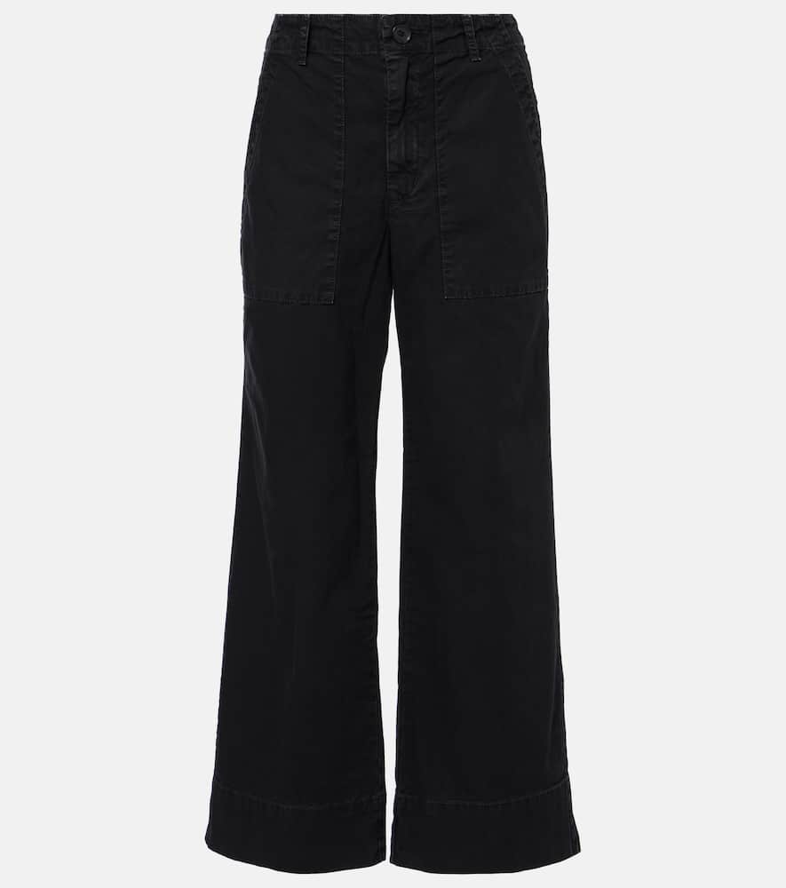 Mid-rise cotton canvas wide-leg pants