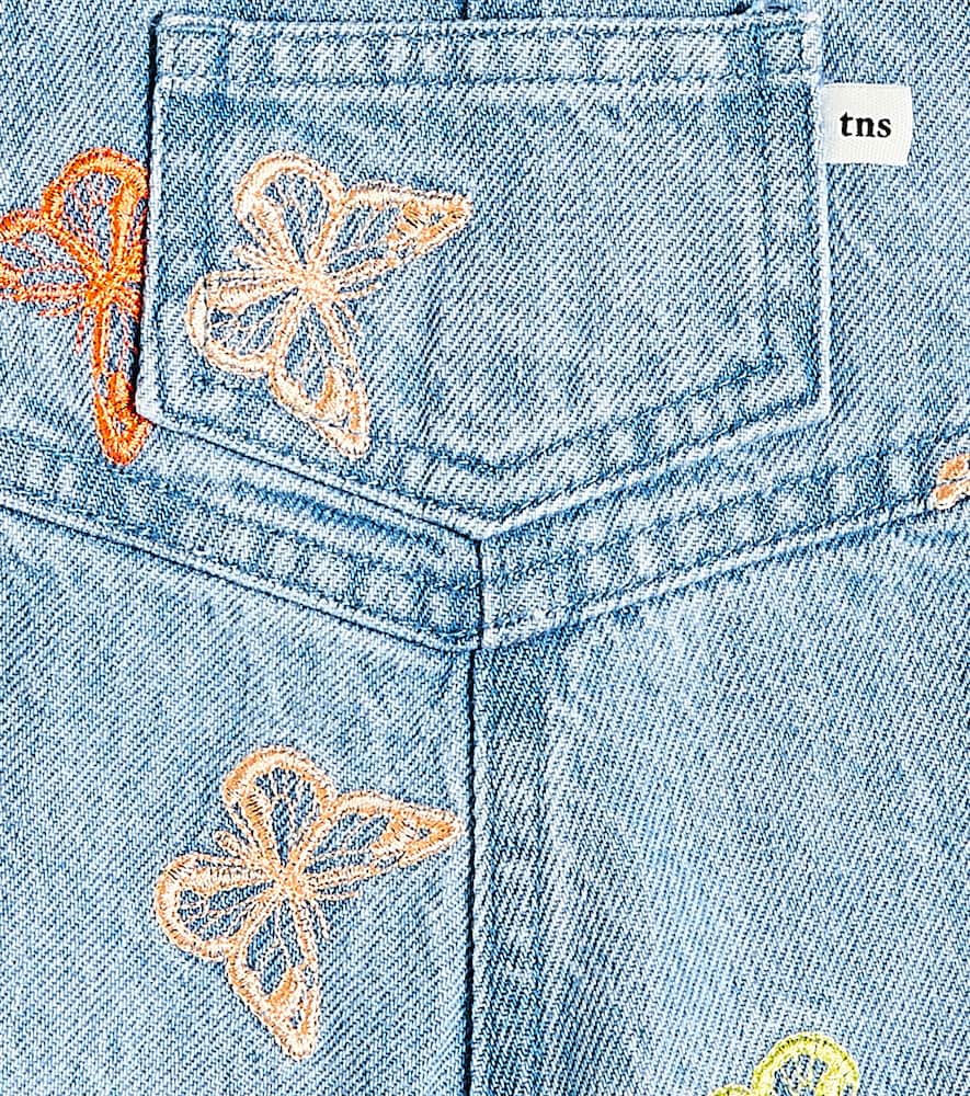The New Society Baby Burbank embroidered denim playsuit