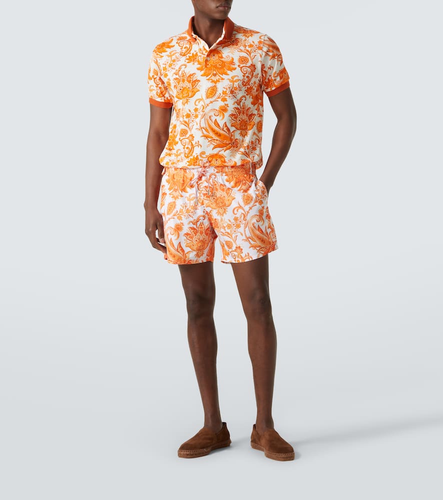 Printed cotton polo shirt