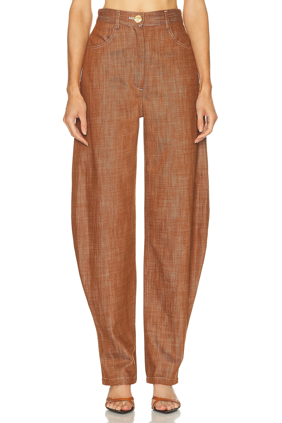 MATTHEW BRUCH High Waist Barrel Leg in Brown