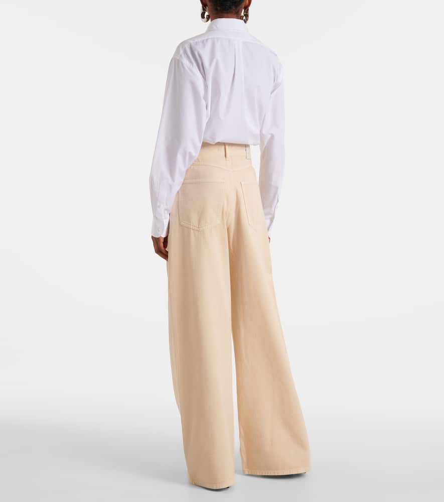 Siamese mid-rise denim wide-leg jeans