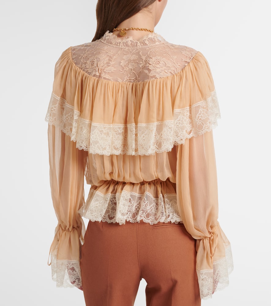 Chloé Lace-trimmed silk blouse