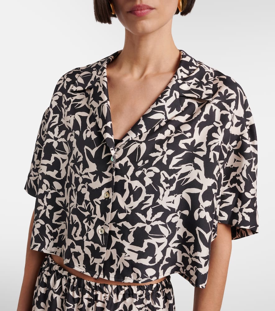 Lincoln printed cropped silk twill shirt