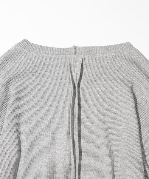 Waffle Cut Divide Boat Neck Long Sleeve MSSLS002-GY