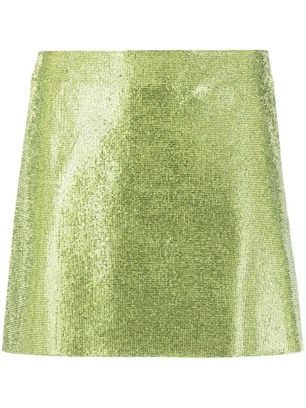 Rhinestone-embellished silk mini skirt - Green