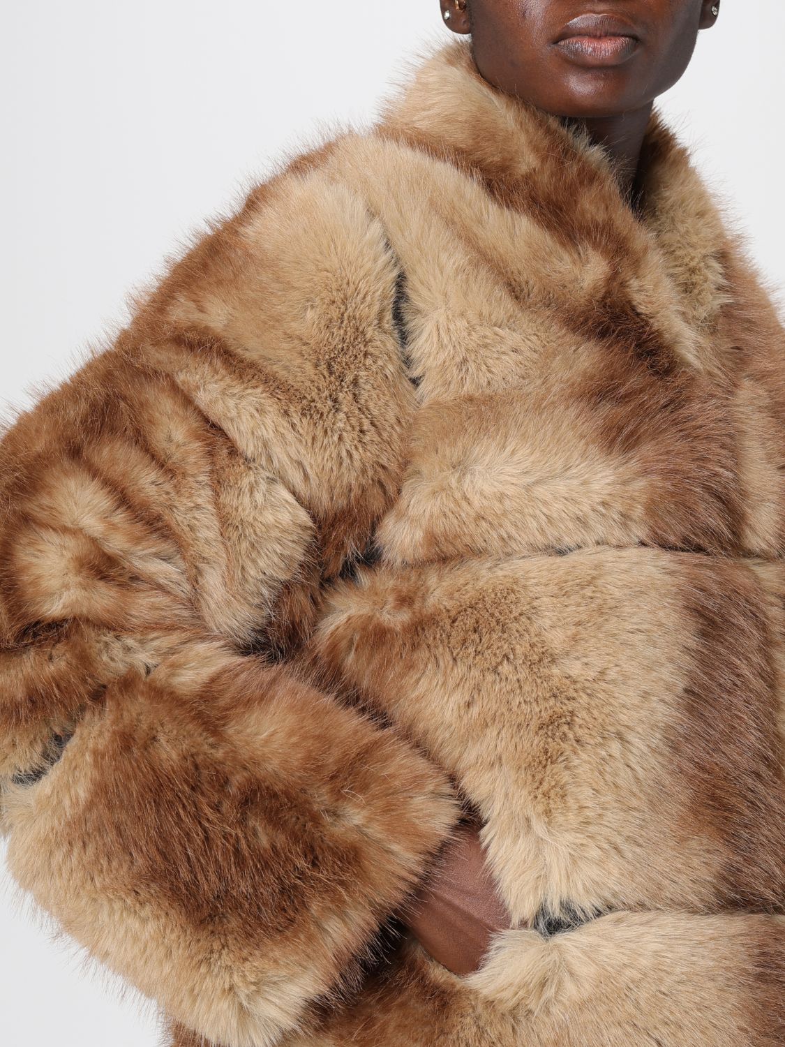 Fur Coat Woman color Beige