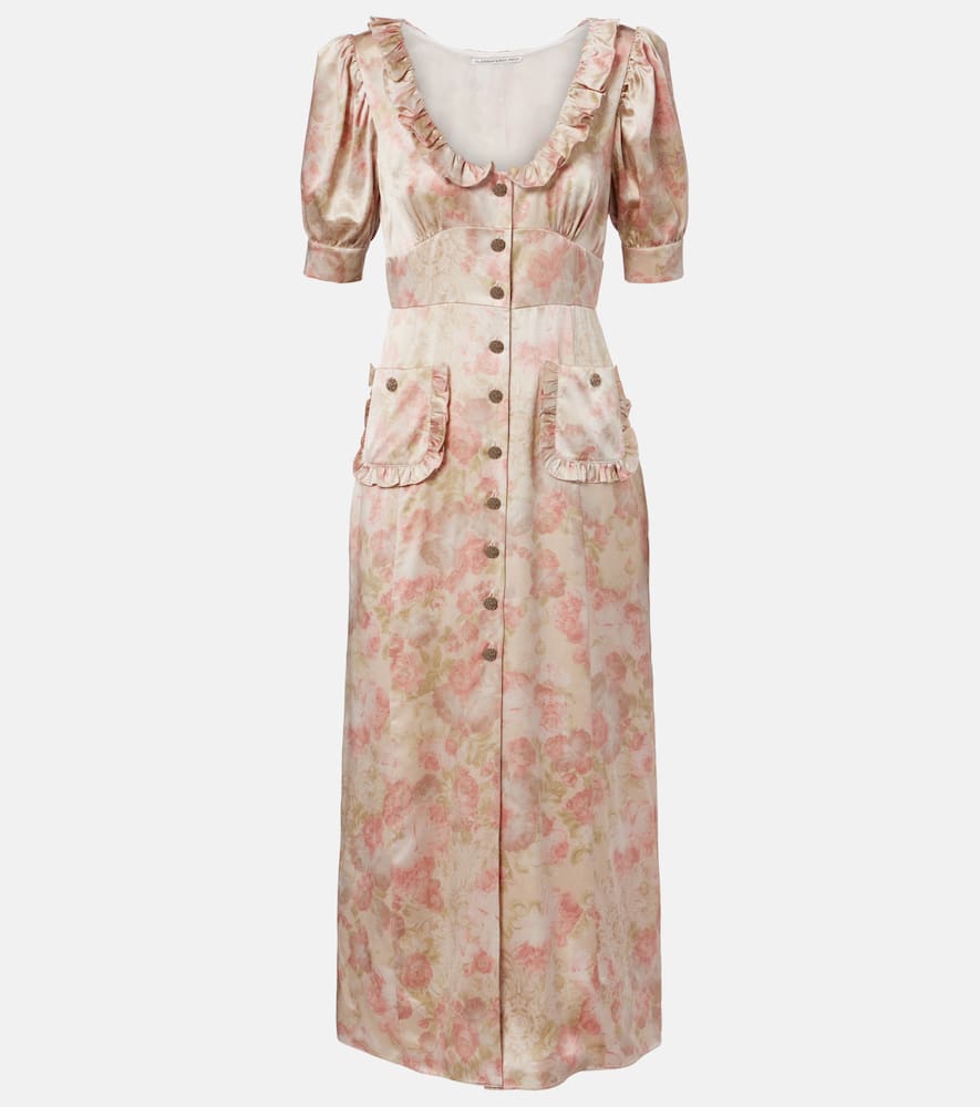 Floral silk satin midi dress