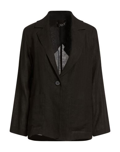 Woman Blazer Black Size 10 Linen