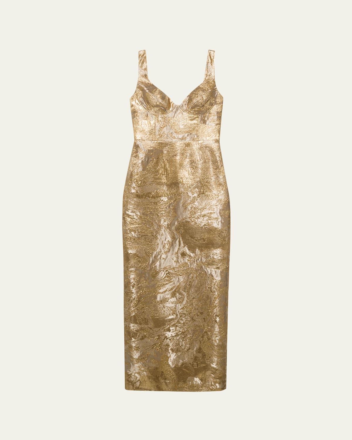 Viella Sleeveless Metallic Jacquard Column Gown