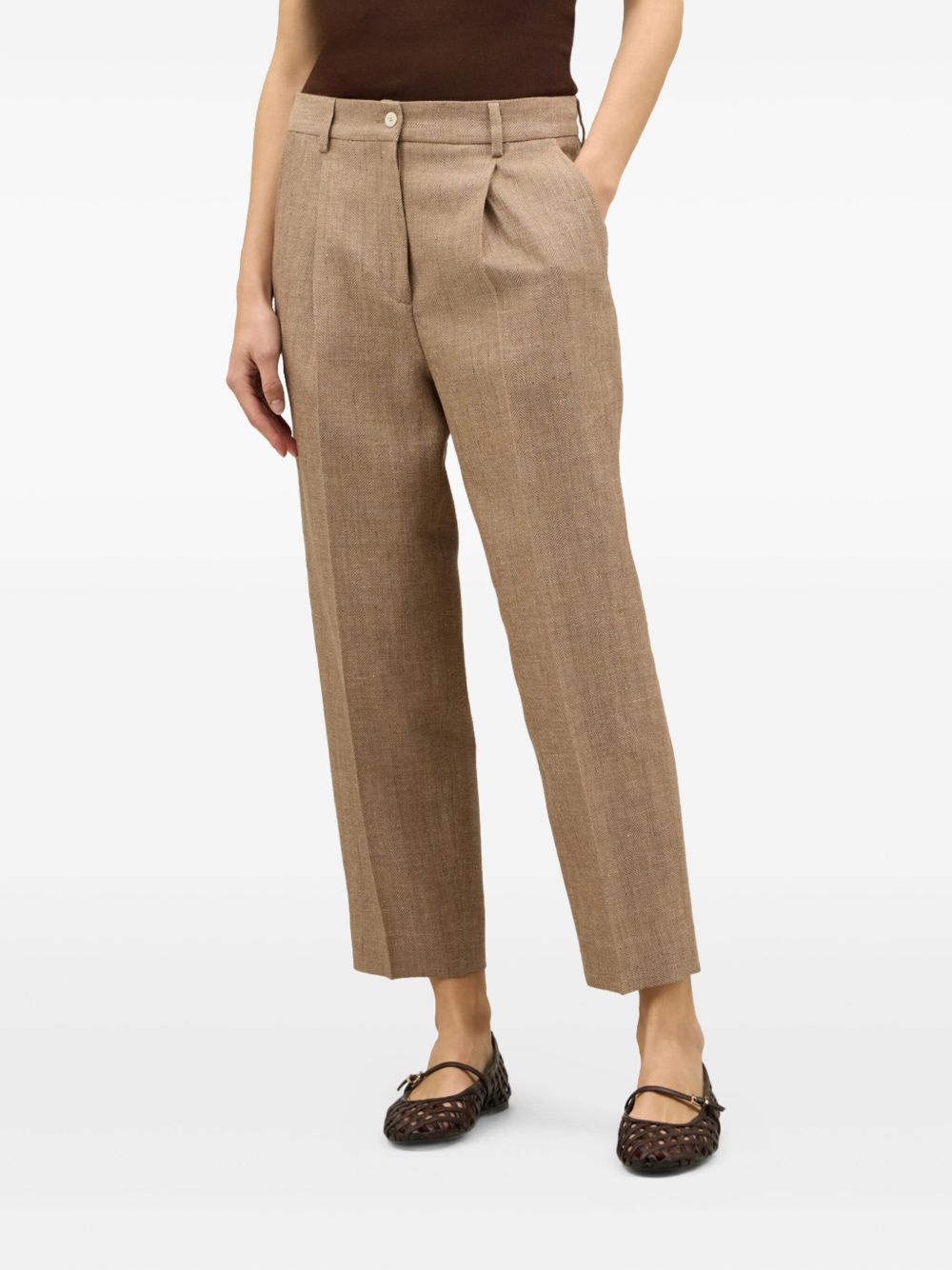 Boglioli mélange-effect trousers - Brown