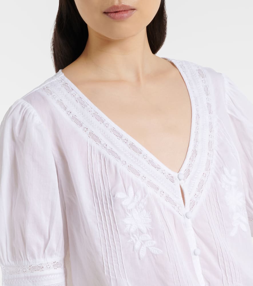 Mavis lace-trimmed cotton blouse