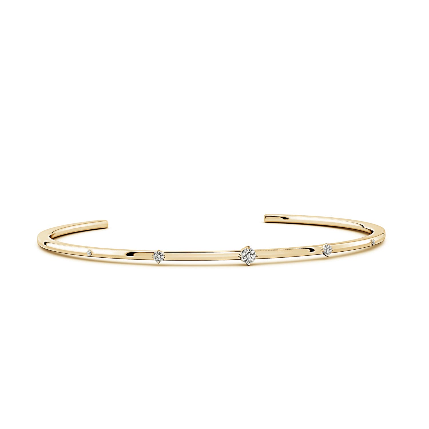 Angara 3 MM Five-Stone Round Diamond Station Cuff Bracelet in 14K Yellow Gold