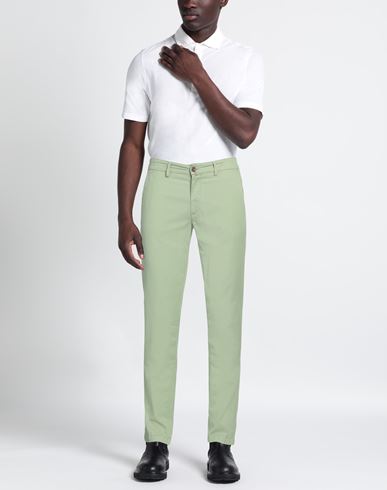Man Pants Light green Size 40 Cotton, Linen, Elastane