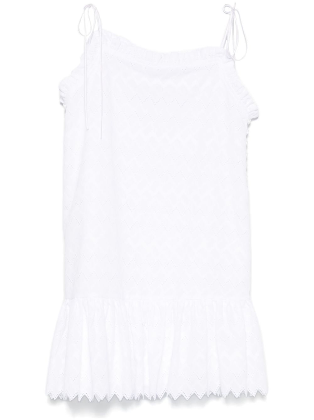 Zigzag pattern mini dress - White