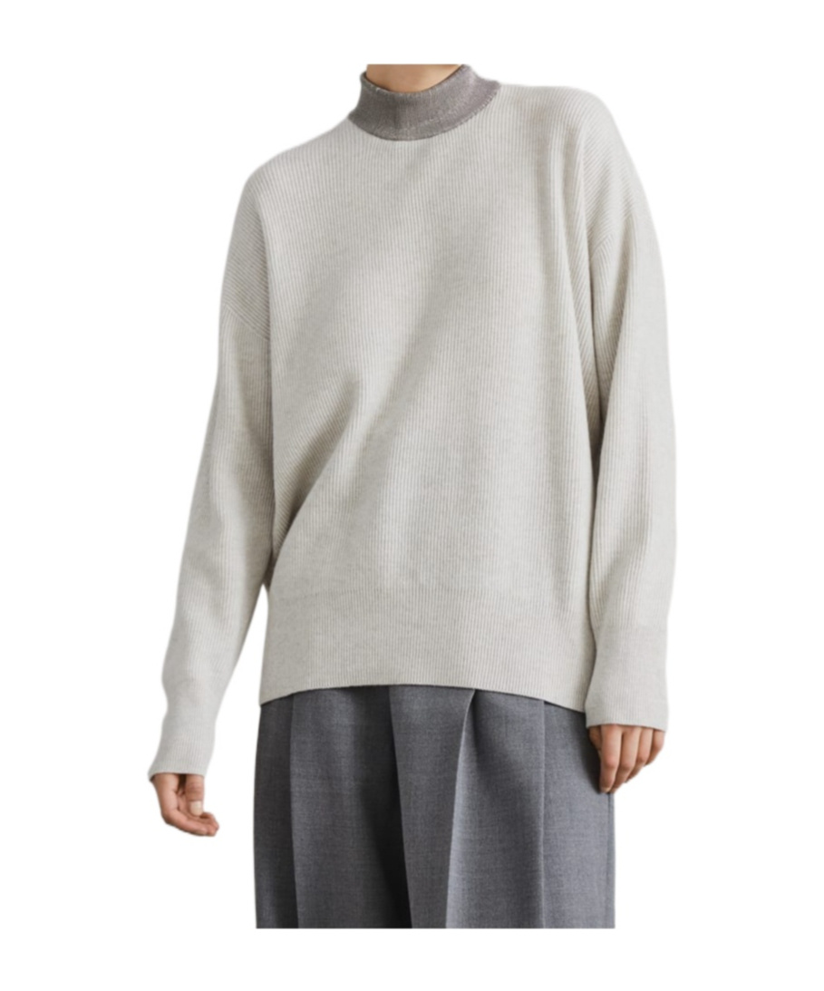 Mock Neck Long Sleeved Knitted Jumper