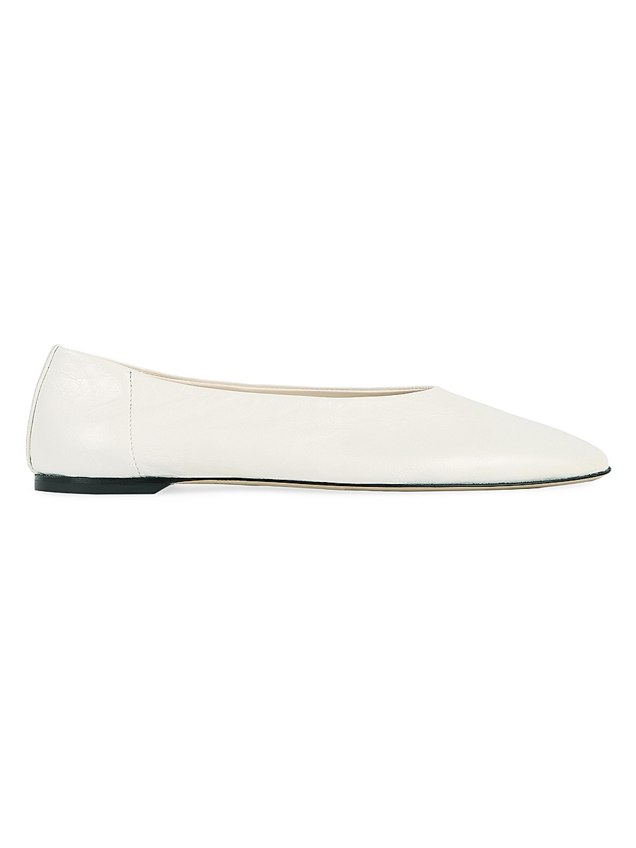 Women's Leather Ballet Flats - Off White