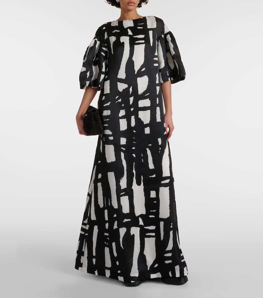 Printed silk organza gown