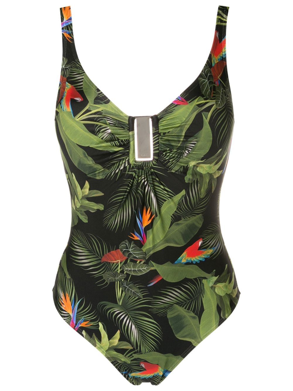 Mirassol leaf-print moulded swimsuit - Green
