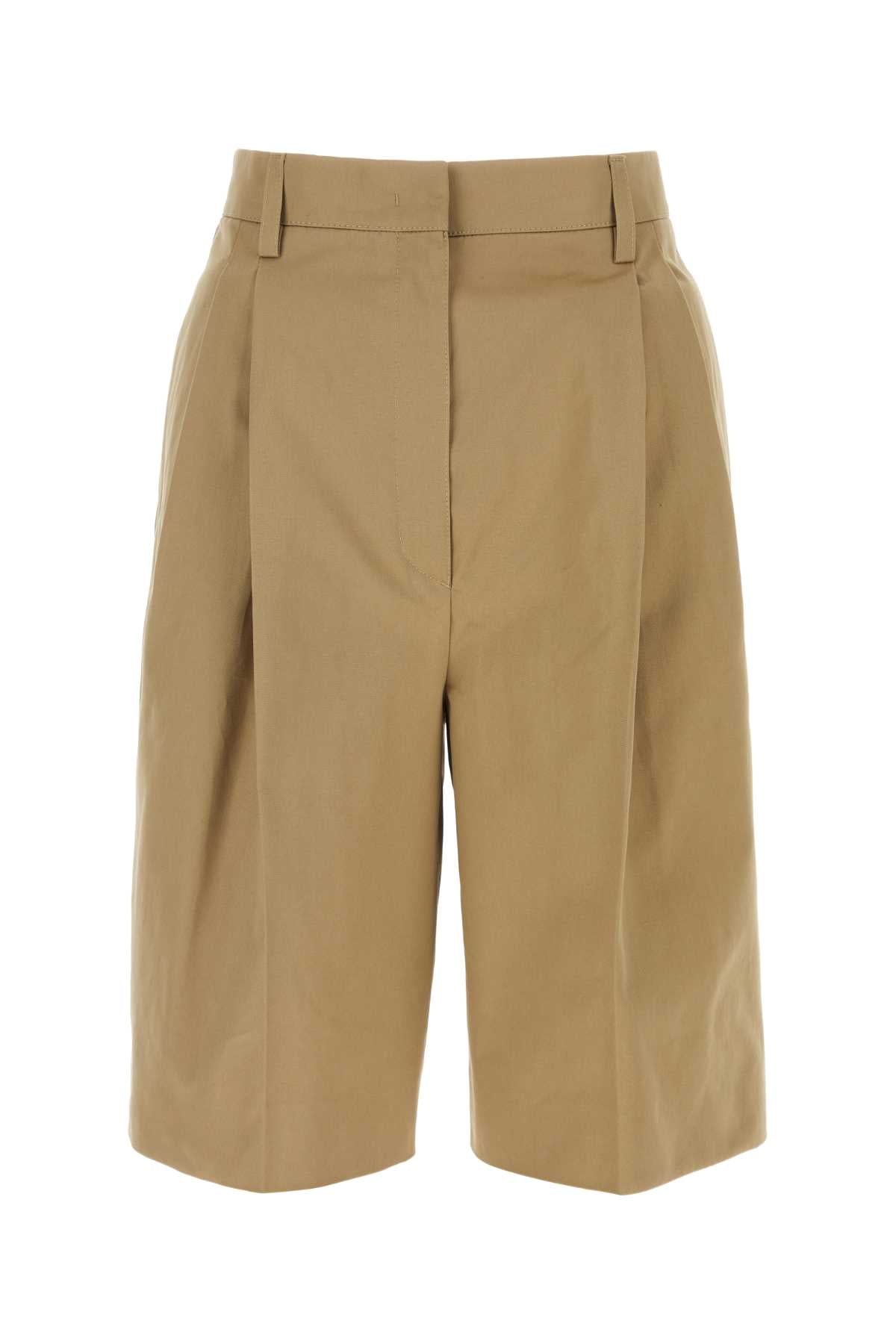 Cotton Bermuda Shorts — Beige