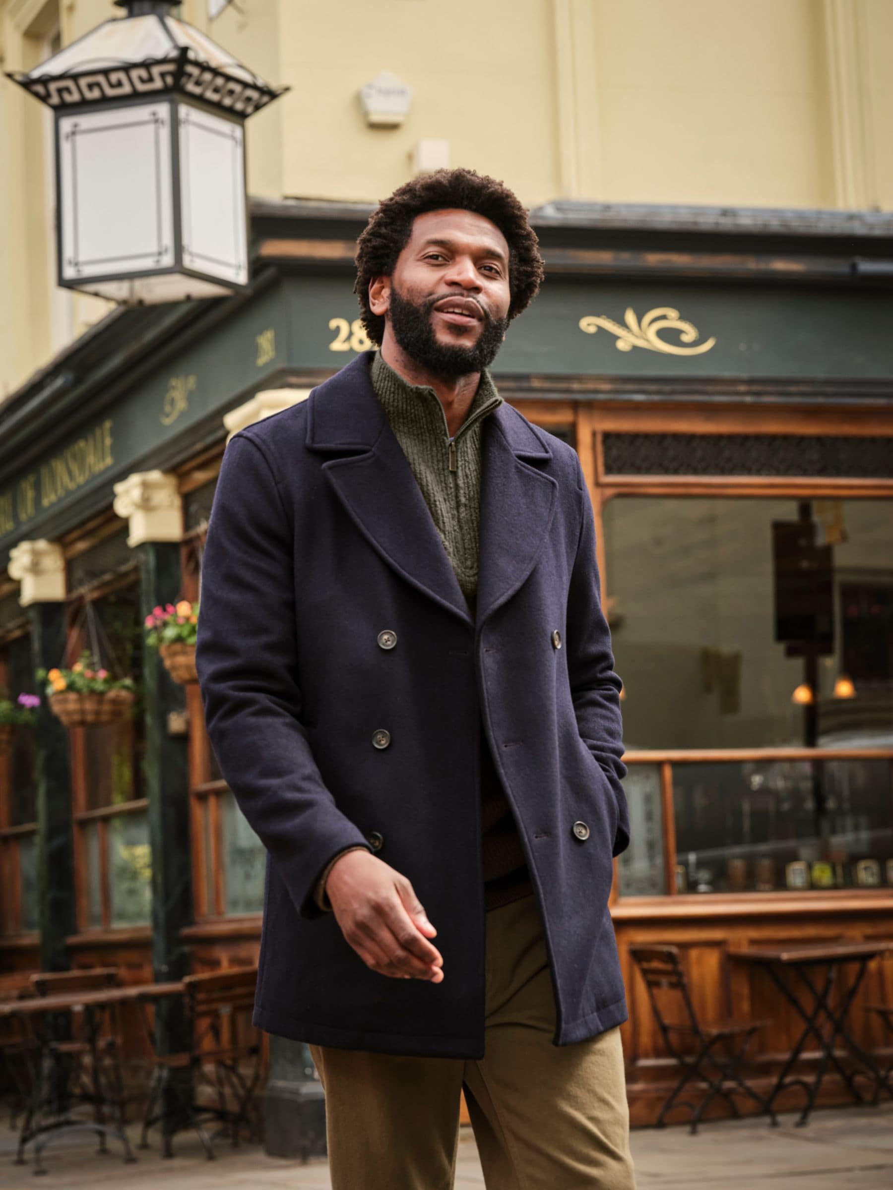 FatFace Navy Wool Mix Peacoat