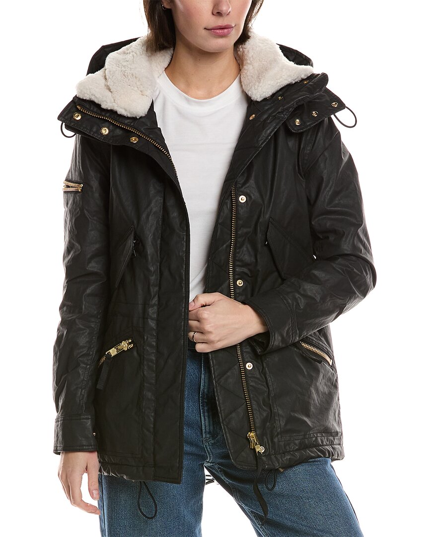 Devon Shearling-Trim Coat