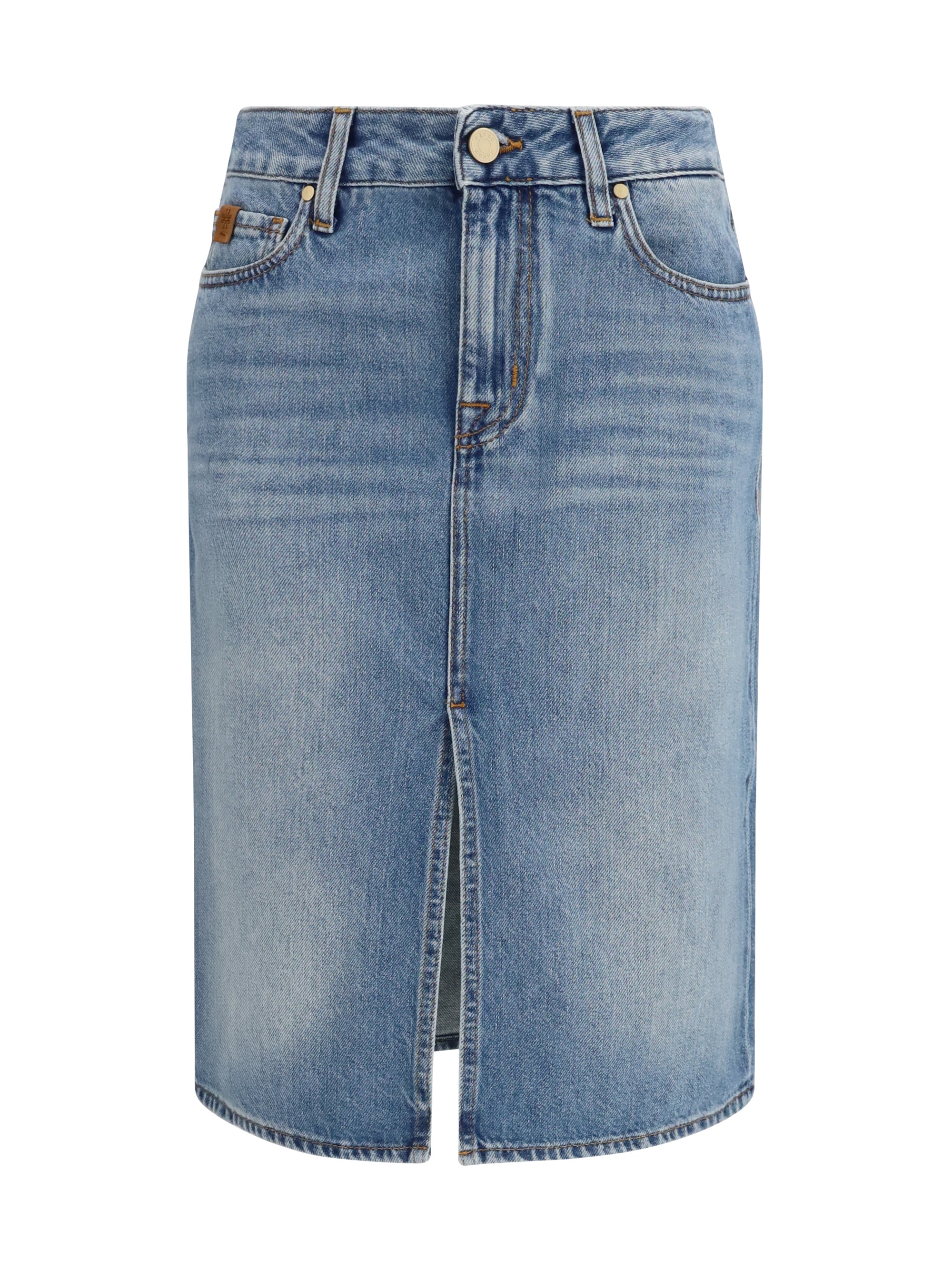 Five-Pocket Denim Skirt — Blue