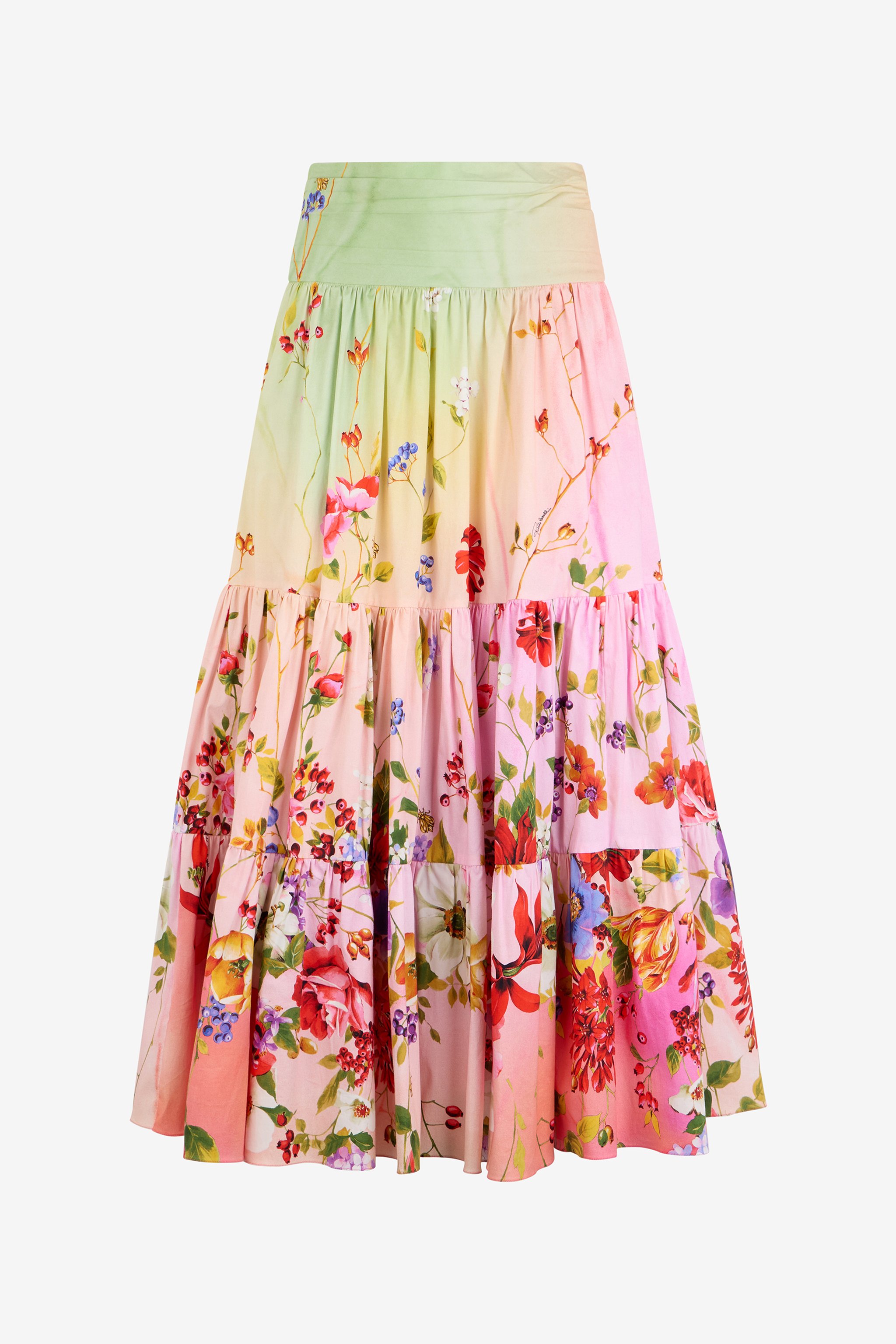 Midi Skirt With Miami Flowers Print
