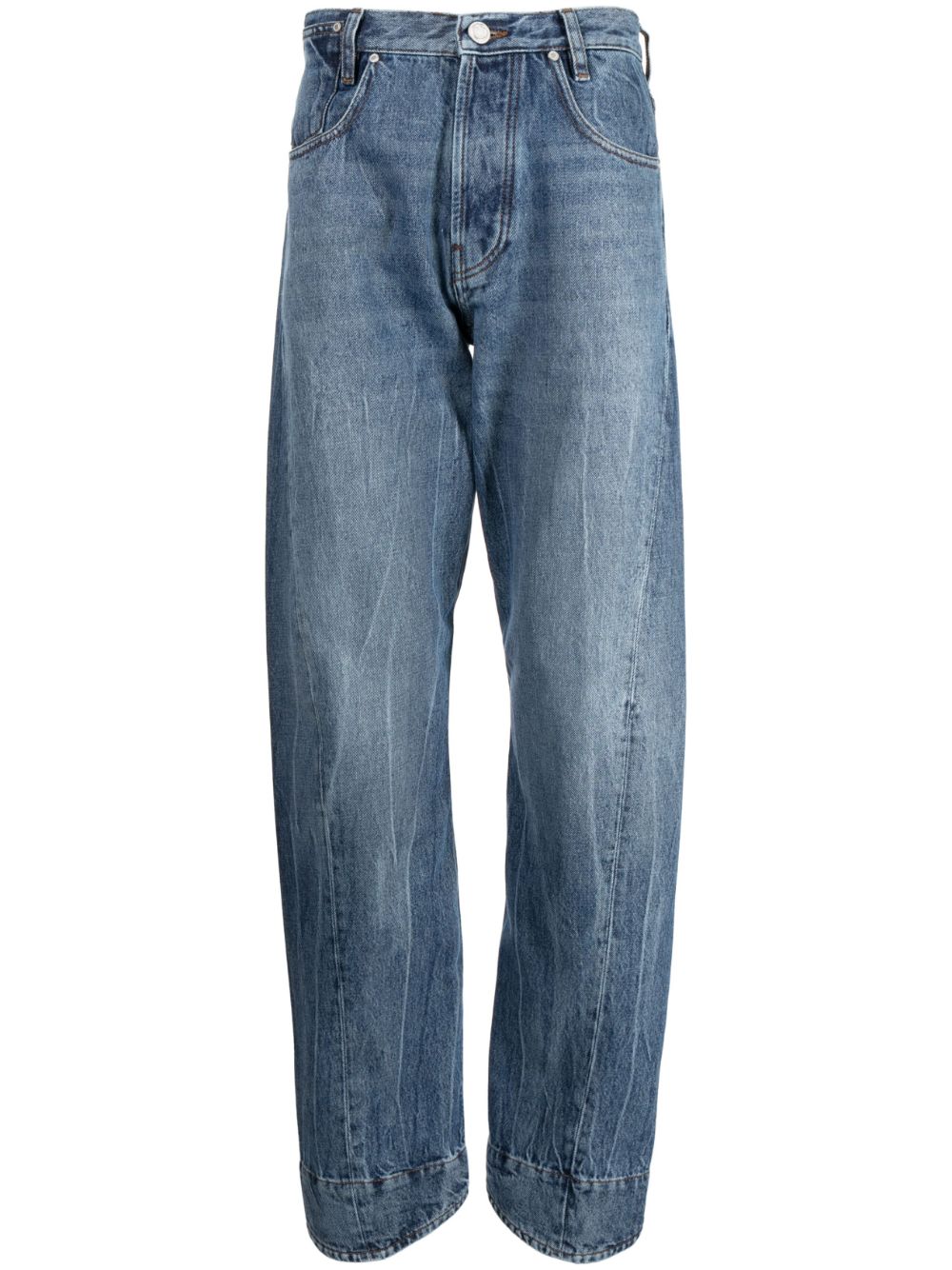 Logo-patch straight-leg jeans - Blue
