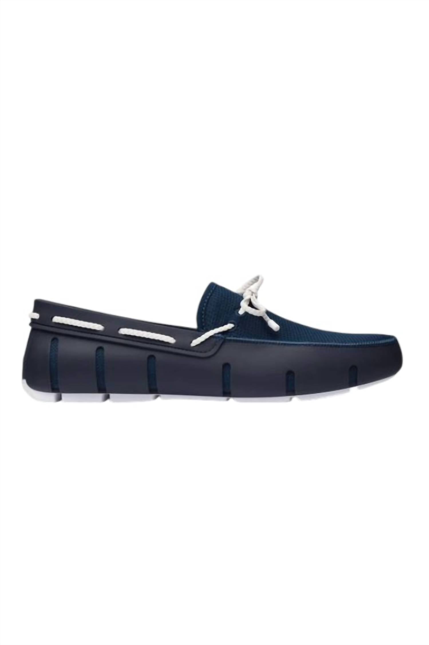 Men's Braided Lace Loafers In Navy & White