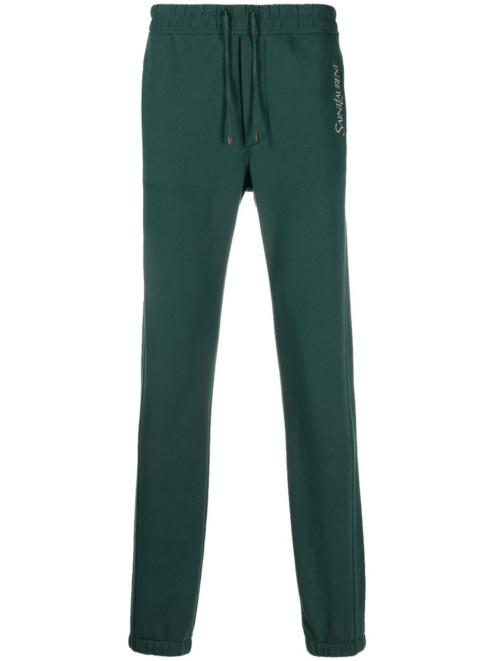 Embroidered-logo cotton track pants - Black