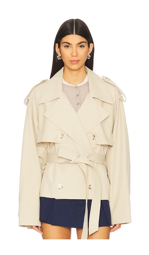 Elodie the Label TRENCH CROPPED ELEANOR en Tan.  L. Also en