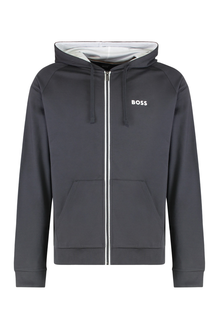 Boss - cotton terry hooded zip sweatshirt