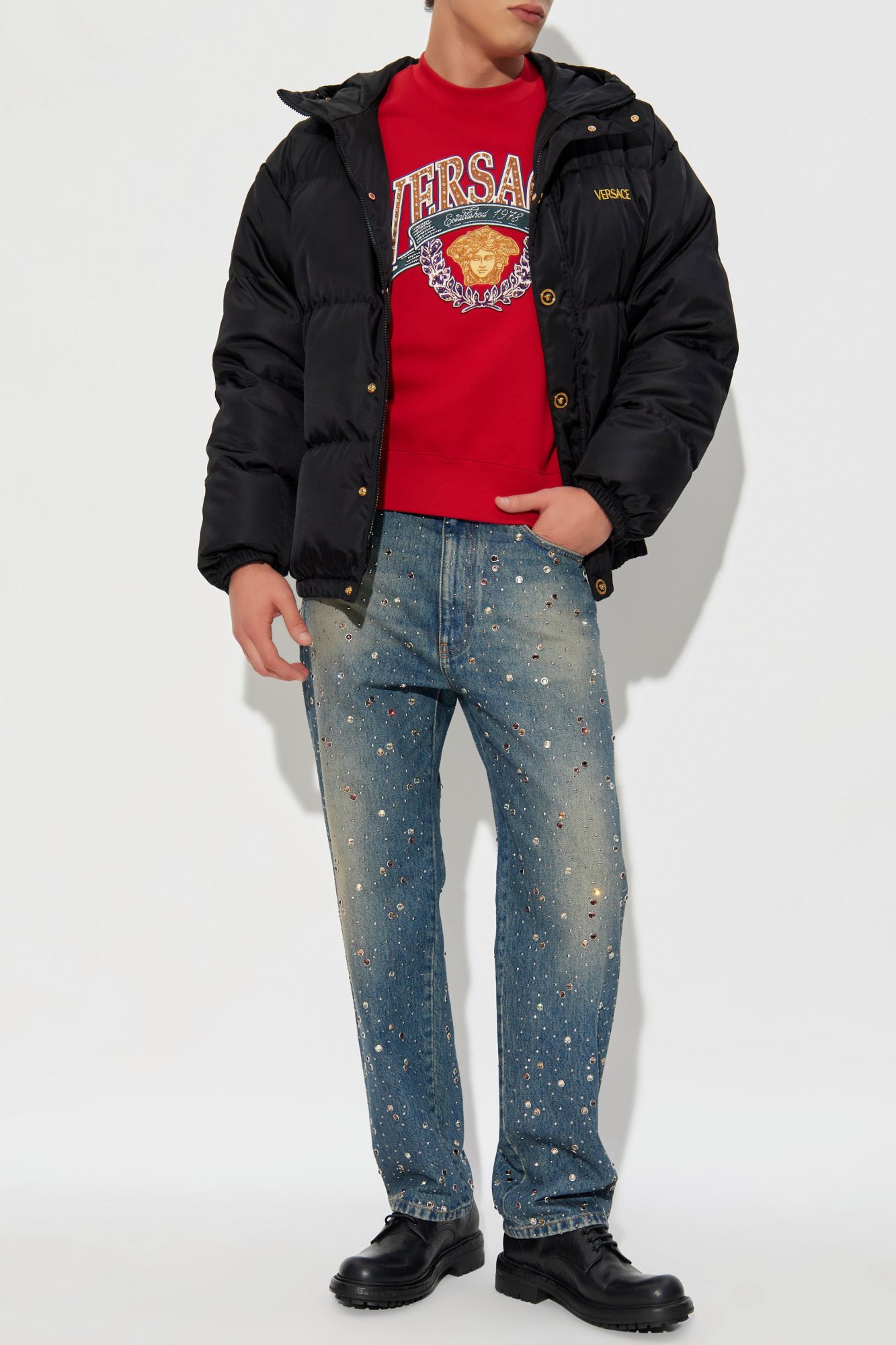 Sweatshirt With Shimmering Sequins, Men's, Red
