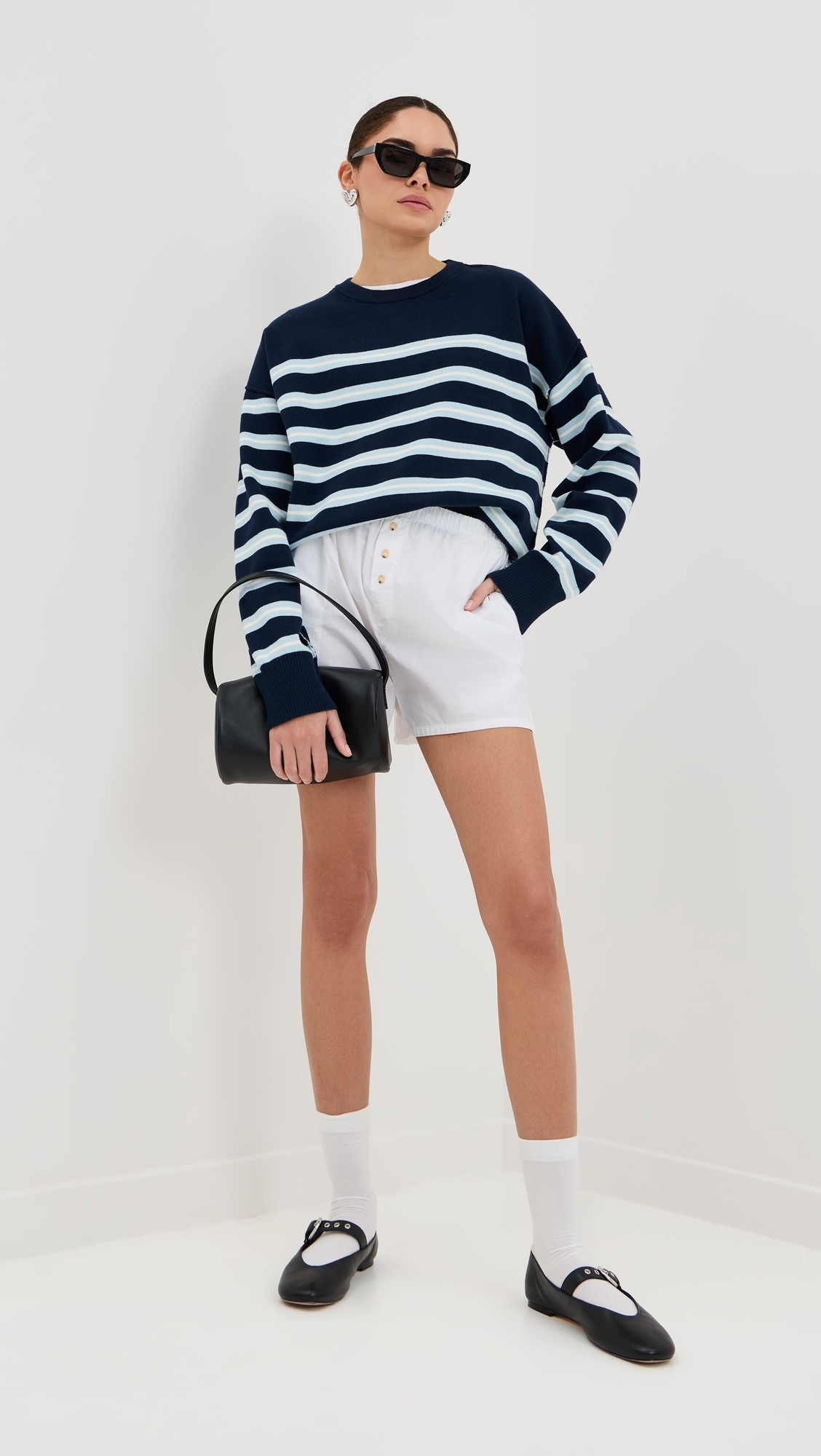 Striped Boxy Pullover Midnight Stripe