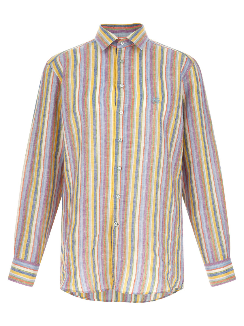 Striped Linen Shirt Shirt And Blouse Multicolor