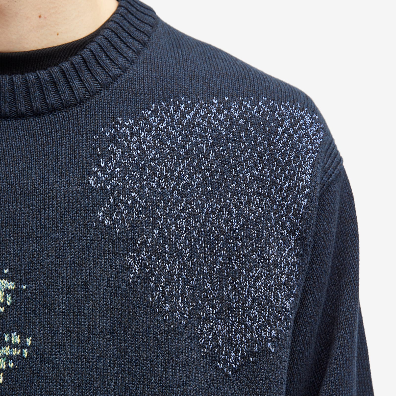 Men's Pixilated Flower Crew Sweater in Navy